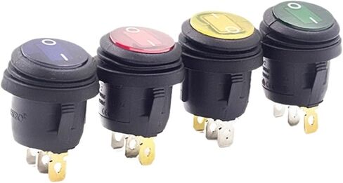 1PCS KCD1 Round Square Waterproof Light Switch On-Off 3Pin Power Switch Lamp Round LED(Blue F,AC220V) in Saudi Arabia