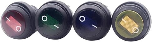 1PCS KCD1 Round Square Waterproof Light Switch On-Off 3Pin Power Switch Lamp Round LED(Blue F,AC220V) in Saudi Arabia