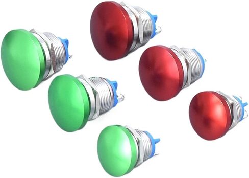 16mm 19mm 22mm Mushroom Type Colour Metal Push Button Switch Waterproof Self-Reset/Momentary Screw(Red,19MM_Welding PIN) in Saudi Arabia