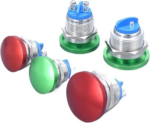 16mm 19mm 22mm Mushroom Type Colour Metal Push Button Switch Waterproof Self-Reset/Momentary Screw(Red,19MM_Welding PIN) in Saudi Arabia