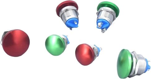16mm 19mm 22mm Mushroom Type Colour Metal Push Button Switch Waterproof Self-Reset/Momentary Screw(Red,19MM_Welding PIN) in Saudi Arabia