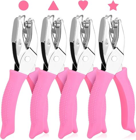 4 PCS 1/4" Hole Punchers for Crafts, Single Hole Punch Shapes with Circle Heart Star Triangle, with Soft-Handled for Binder Scrapbooking Classroom Card Punching Reinforcement Stickers in Kuwait
