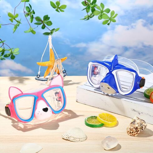 Fabbay 2 Pcs Kids Swim Goggles with Nose Cover Ages 4-7 Funny Snorkel Mask Kids Anti Fog Diving Swimming Goggles No Leaking Clear Waterproof Snorkel Goggles in Saudi Arabia