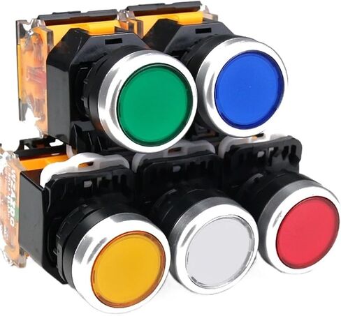 ON-Off Momentary/Latching Push Button Switch 22mm 4 Screws Circular Small Size Flat Round Panel Cutout LA38-11BN(1NO1NC,Self-Locking) in Saudi Arabia