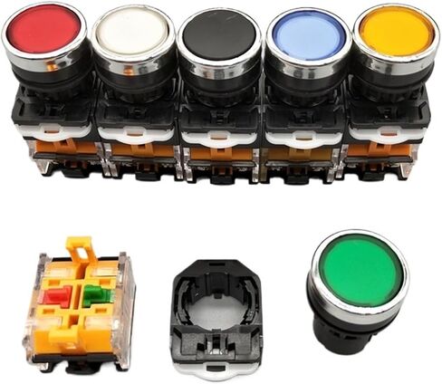 ON-Off Momentary/Latching Push Button Switch 22mm 4 Screws Circular Small Size Flat Round Panel Cutout LA38-11BN(1NO1NC,Self-Locking) in Saudi Arabia