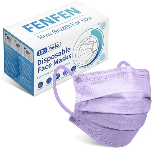 قناع وجه للاستعمال مرة واحدة للبالغين - 100 عبوة مغلفة بشكل فردي، 4 أقنعة وجه للحماية من 4 طبقات، أقنعة وجه ملونة للاستعمال مرة واحدة in Kuwait