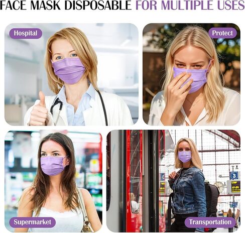 قناع وجه للاستعمال مرة واحدة للبالغين - 100 عبوة مغلفة بشكل فردي، 4 أقنعة وجه للحماية من 4 طبقات، أقنعة وجه ملونة للاستعمال مرة واحدة in Kuwait