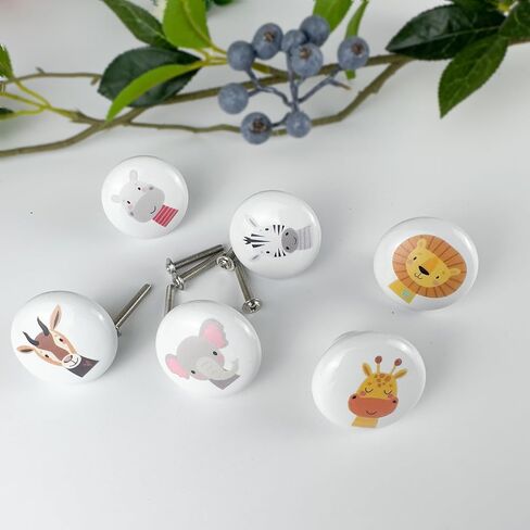 6PCS 1.5" Nursery Safari Animals Ceramics Drawer Handle Pulls Cute Decor Dresser Knobs Children's Cabinet Knob in Kuwait
