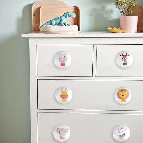 6PCS 1.5" Nursery Safari Animals Ceramics Drawer Handle Pulls Cute Decor Dresser Knobs Children's Cabinet Knob in Kuwait