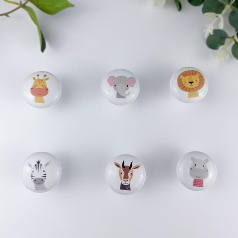 6PCS 1.5" Nursery Safari Animals Ceramics Drawer Handle Pulls Cute Decor Dresser Knobs Children's Cabinet Knob in Kuwait