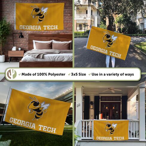 Desert Cactus Georgia Tech Flag Yellow Jackets GT Institute of Technology Flags Banners 100% Polyester Indoor Outdoor 3x5 Flag (Style 3) in Saudi Arabia