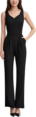 DeftSharp 2025 Women's Sexy Cocktail Party Clubwear Casual Working Rompers Club Back Zip Belt Long Jumpsuit in Kuwait