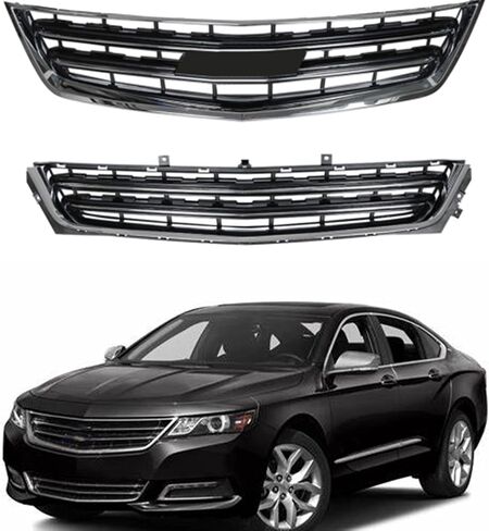 مجموعة الشبكة العلوية والسفلية في Chrome Black 2PCS استبدال لـ Impala 2014 2015 2015 2017 2018 2019 2020 in Saudi Arabia