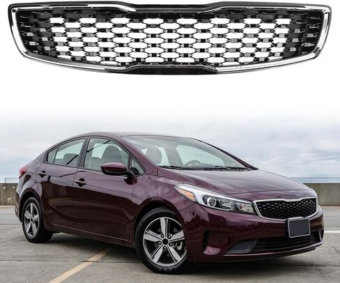 الشواء العلوي الأمامي المتوافق مع Kia Forte Sedan LX SX 2017-2018 2.0L Chrome Trim Pront Appert Pumper Grille Matte Black Rebalce 86350B0010 KI1200191 in Saudi Arabia