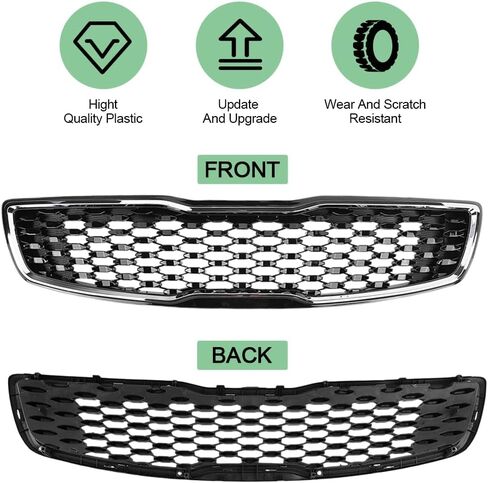 الشواء العلوي الأمامي المتوافق مع Kia Forte Sedan LX SX 2017-2018 2.0L Chrome Trim Pront Appert Pumper Grille Matte Black Rebalce 86350B0010 KI1200191 in Saudi Arabia