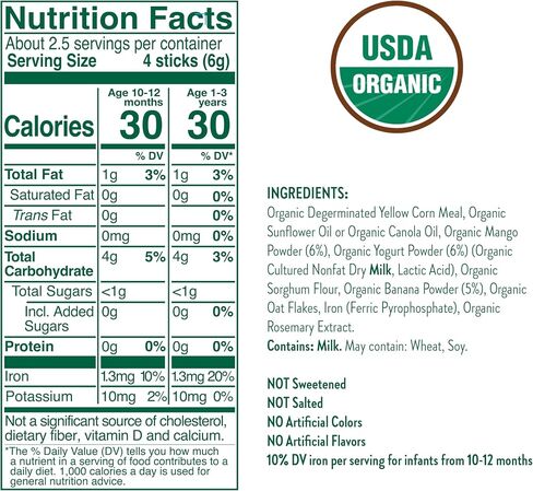 Little Bellies Organic Mango Yogurt Pick-Me Sticks, (Pack of 5 x 0.56 oz Individual Packs) in Saudi Arabia