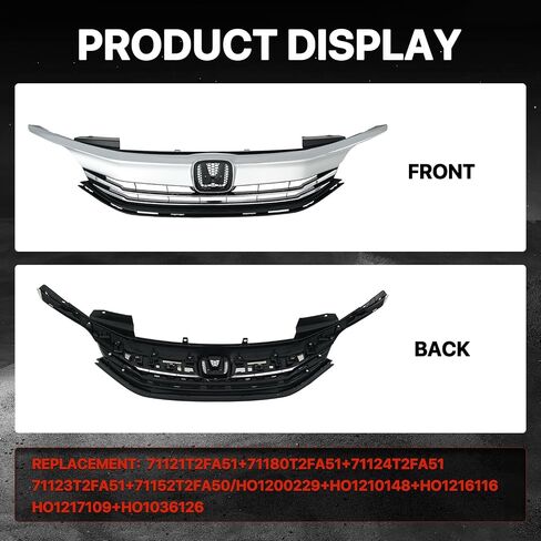 KARPAL Front Bumper Grille Upper and Lower Grill Kit with LED Fog Lamp Fit for 2016 2017 Honda Accord Sedan in Saudi Arabia