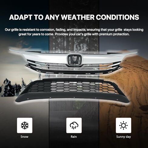 KARPAL Front Bumper Grille Upper and Lower Grill Kit with LED Fog Lamp Fit for 2016 2017 Honda Accord Sedan in Saudi Arabia