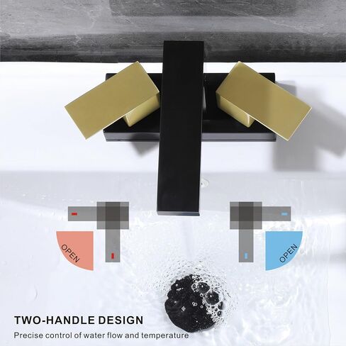 Black and Gold Bathroom Faucet, 4-Inch Centerset Bathroom Faucet for Sink 3-Hole, Modern 2-Handle Vanity Faucet with Drain & Supply Lines in Saudi Arabia