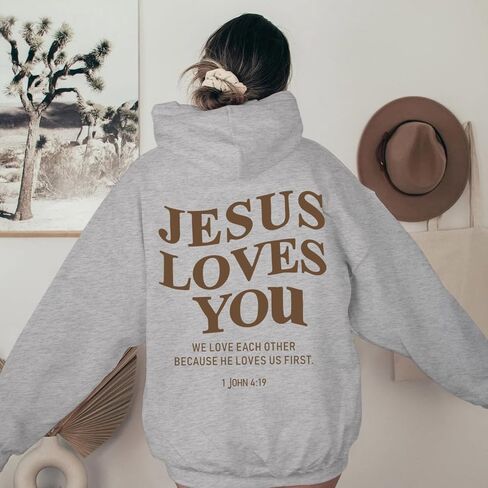 Christian Jesus Loves You Hoodies Women Religious Faith God Jesus Is King Sweatshirts Bible Verse Inspirational Tops in Saudi Arabia