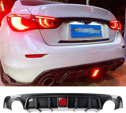 CAREONLINE Gloss Black Rear Bumper Lip Spoiler Diffuser Splitter for Infiniti Q50 2018-2023 with with LED Lights in Saudi Arabia