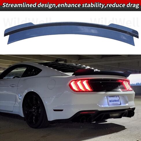WildWell GT Spoiler for 2015-2023 Ford Mustang Rear Spoiler Fastback & Convertible Models, Trunk Spoiler Wing MD Style Matte Black in Kuwait