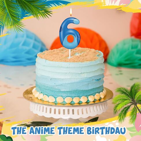 MTLEE Blue Hawaiian Cartoon Candle Birthday Cake Cupcake Topper for Birthday Decorations Hawaii Party Supplies(Blue,8) in Kuwait