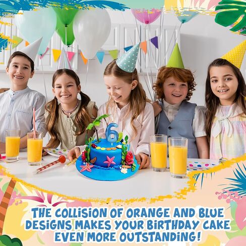 MTLEE Blue Hawaiian Cartoon Candle Birthday Cake Cupcake Topper for Birthday Decorations Hawaii Party Supplies(Blue,8) in Kuwait