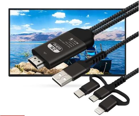 الإضاءة إلى كابل HDMI محول HDMI للهاتف التلفزيون إلى محول التلفزيون 2k 60 هرتز 1080P محول AV الرقمي 3 في 1 موصل شاشة المزامنة كابل HDMI متوافق مع الإضاءة USB C Micro USB إلى شاشة عرض HDTV in Kuwait