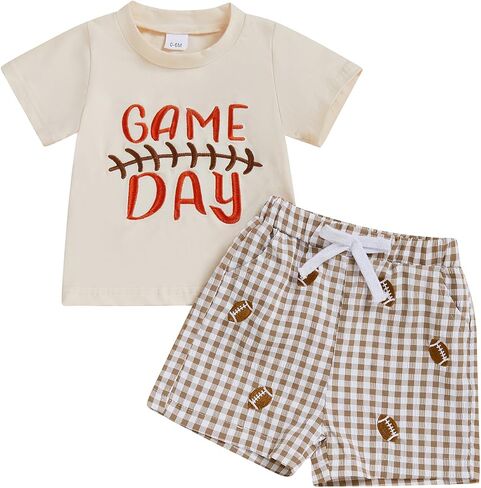 Hekkomird Baby Boy Cute Letter Short Sleeve T-shirt Top And Elastic Drawstring Shorts Toddler Summer Clothes in Kuwait