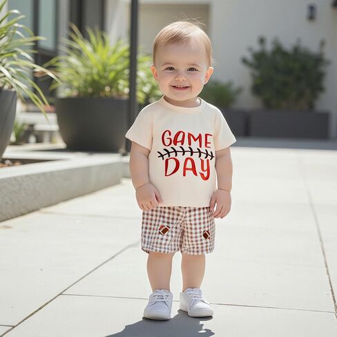 Hekkomird Baby Boy Cute Letter Short Sleeve T-shirt Top And Elastic Drawstring Shorts Toddler Summer Clothes in Kuwait