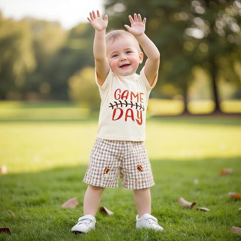 Hekkomird Baby Boy Cute Letter Short Sleeve T-shirt Top And Elastic Drawstring Shorts Toddler Summer Clothes in Kuwait