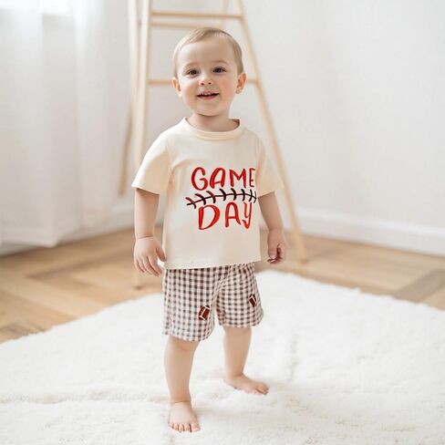 Hekkomird Baby Boy Cute Letter Short Sleeve T-shirt Top And Elastic Drawstring Shorts Toddler Summer Clothes in Kuwait