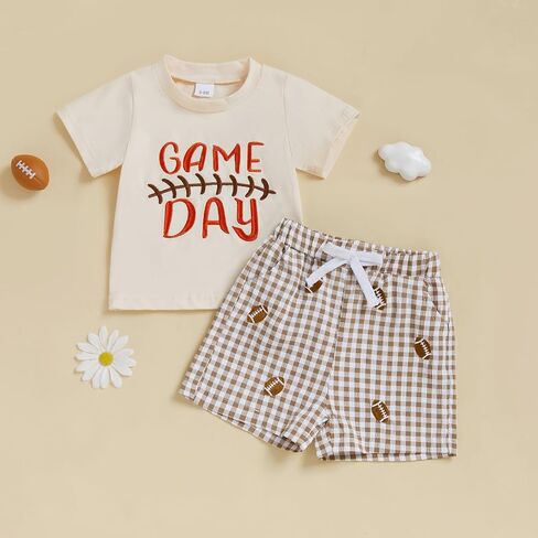 Hekkomird Baby Boy Cute Letter Short Sleeve T-shirt Top And Elastic Drawstring Shorts Toddler Summer Clothes in Kuwait