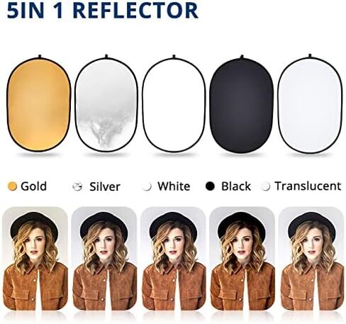 51inch/130cm Light Reflectors for Photography 5 in 1 Large Photography Reflector Collapsible Multi Disc with Clip for Studio Photography Lighting Reflector and Outdoor Lighting in Kuwait