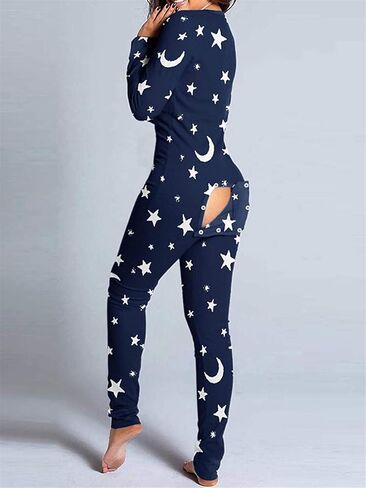 Women's Sexy Deep V Neck Onesie Pajamas Short Jumpsuit One Piece Romper Bodysuit Flapjacks with Drop Seat Butt Flap in Kuwait
