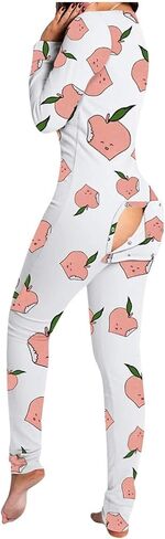 Women's Sexy Deep V Neck Onesie Pajamas Short Jumpsuit One Piece Romper Bodysuit Flapjacks with Drop Seat Butt Flap in Kuwait