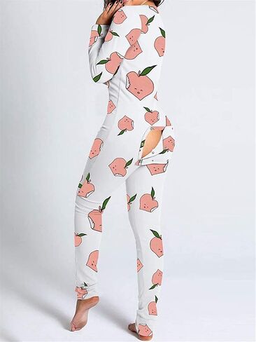 Women's Sexy Deep V Neck Onesie Pajamas Short Jumpsuit One Piece Romper Bodysuit Flapjacks with Drop Seat Butt Flap in Kuwait