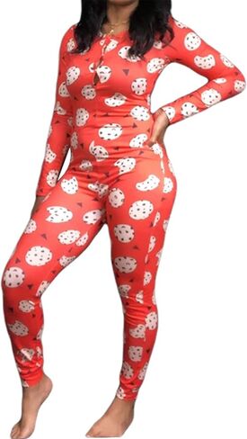 Women's Sexy Deep V Neck Onesie Pajamas Short Jumpsuit One Piece Romper Bodysuit Flapjacks with Drop Seat Butt Flap in Kuwait