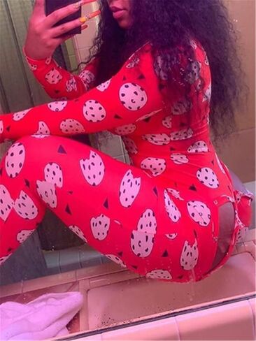 Women's Sexy Deep V Neck Onesie Pajamas Short Jumpsuit One Piece Romper Bodysuit Flapjacks with Drop Seat Butt Flap in Kuwait