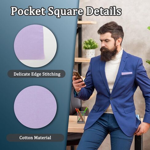Handkerchiefs for Men Cotton Linen Mens Pocket Squares with Pocket Square Holder for Wedding Party Tuxedo Suit in Kuwait