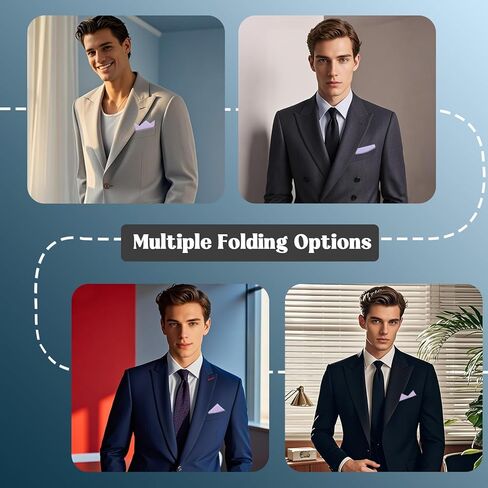 Handkerchiefs for Men Cotton Linen Mens Pocket Squares with Pocket Square Holder for Wedding Party Tuxedo Suit in Kuwait