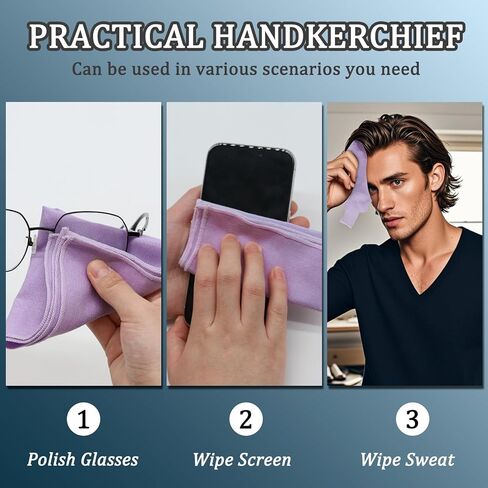 Handkerchiefs for Men Cotton Linen Mens Pocket Squares with Pocket Square Holder for Wedding Party Tuxedo Suit in Kuwait