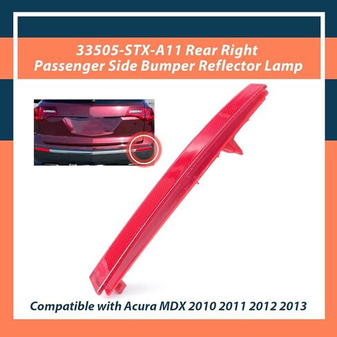 33505-STX-A11 Rear Right Passenger Side Bumper Reflector Lamp Compatible with Acura MDX 2010 2011 2012 2013, Red, Buckle Installation in Saudi Arabia
