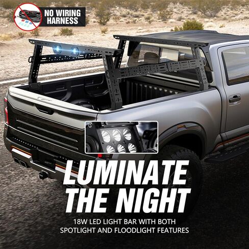 رفوف سرير شاحنة عالية القابلة للتعديل 16-24.8 "مع 2 مصابيح LED متوافقة مع Ford F-Series/RAM/Gladiator JT/Silverado/Sierra/Tacoma/Tundra/Colorado/Canyon/Titan/Frontier Cargo Carrier Rack in Saudi Arabia