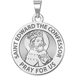 PicturesOnGold.com Saint Edward The Confessor Round Religious Medal - 2/3 Inch Size of Dime, Sterling Silver in Saudi Arabia