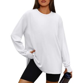 OFEEFAN Oversized Tshirts for Women Thumb Hole Long Sleeve Workout Tops Crewneck Tee Y2K Clothes Fall Fashion Clothing in Saudi Arabia