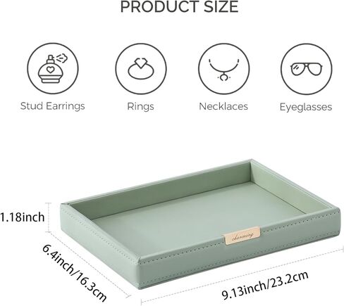 Casegrace Pu Leather Valet Valet Tresher Discorizer Discorative Devative for Wallet ، Key ، Watch ، Change Coin ، Phone Perfume Cosmetic Dressing Table Room Room Table Table Catchall Tray (Green) in Kuwait