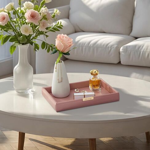 Casegrace Pu Leather Valet Valet Tresher Discorizer Discorative Devative for Wallet ، Key ، Watch ، Change Coin ، Phone Perfume Cosmetic Dressing Table Room Room Table Table Catchall Tray (Green) in Kuwait