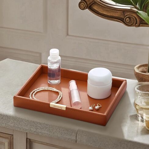 Casegrace Pu Leather Valet Valet Tresher Discorizer Discorative Devative for Wallet ، Key ، Watch ، Change Coin ، Phone Perfume Cosmetic Dressing Table Room Room Table Table Catchall Tray (Green) in Kuwait